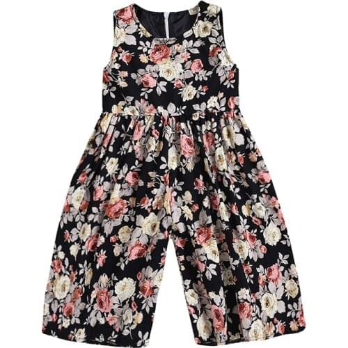 Fashion New Toddler Kids Baby Girl Floral Romper Sleeveless Boho Wide Leg Pant Loose Harem Clothes Summer Sunsuit