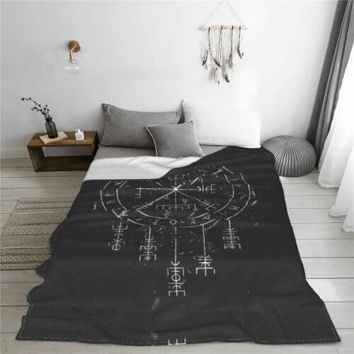Soft warm flannel Vegvisir Norse Tattoo blanket Viking Odin blankets for Sofa Sherpa Fleece Bedspread Wrap