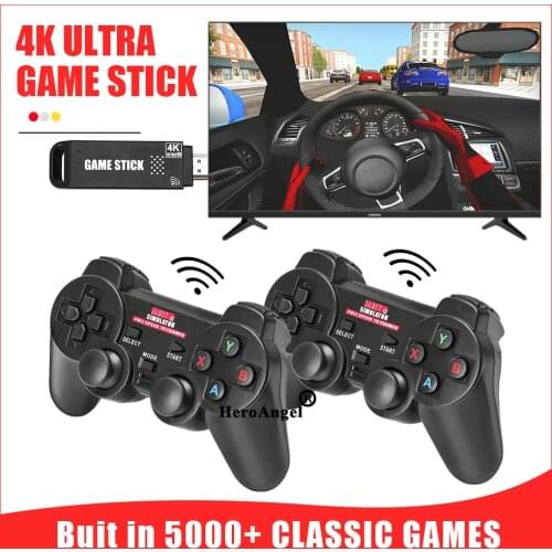 New 4K HD USB Wireless Game Console Stick 16 Bit Handheld TV Video Gamepad Build In 5000+ Classic Games Double Controller Player