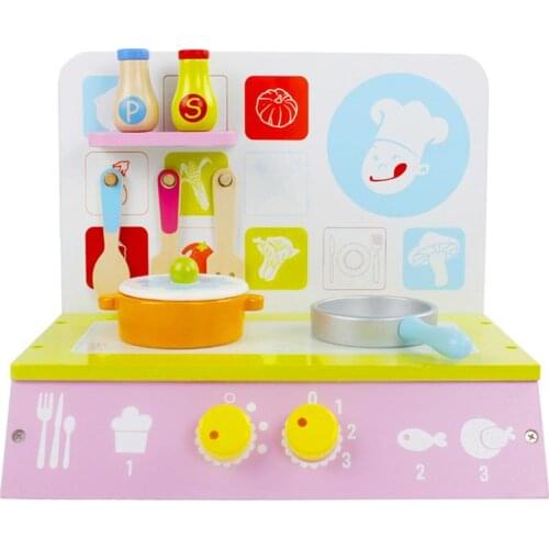 New Wooden Simulation Kitchen Gas Cooker Small Children Play House Educational Toy High-quality Wood Material About 1.65kg