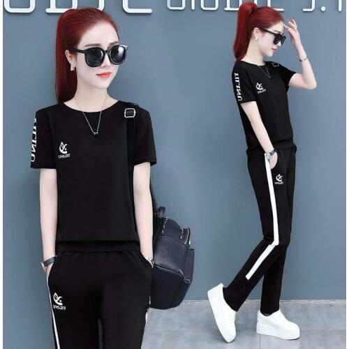 Fashion Summer New Women Two Piece Suit Plus Size Womens Clothing 2 Piece Set Red White Black Purple