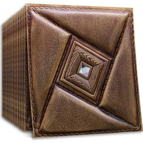 3D Imitation Leather Wallpaper Brick Wall Paper Peel and Stick for Living Room Bedroom Background Wall Decoration Brown Diamond