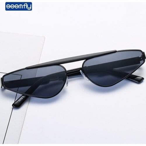 Seemfly Irregular Inverted Triangle Metal Sunglasses Vintage Street Snap Brand Designer Small Sunshades Clear UV400 Sun Glasses