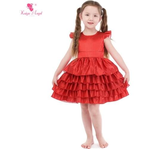 Kaiya Angel Sleeveless Children Dress Elegant 2018 Performance Birthday Party Toddler Girl Layered Dresses Girls Summer Clothes