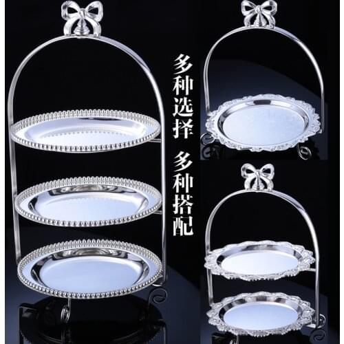 Silver plated fashion cake dessert display rack mug-up fruit plate double layer wedding decoration 3017