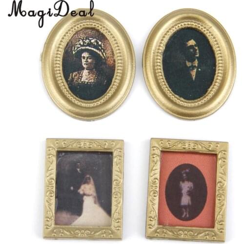 MagiDeal 4Pcs/Pack 1:12 Resin Frame Mural Wall Painting Dollhouse Miniature Furniture Decor Accessories Toys