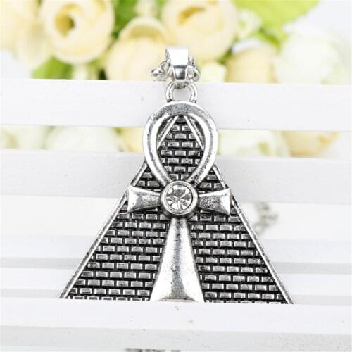 Retro Anime Fashion Jewelry Yugioh Egypt Pyramid Yu-gi-oh Pendant Necklaces For Men Women Triangle Egyptian Ankh Cross Necklace