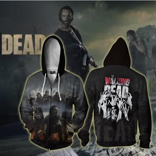 The Walking Dead 3D Print Hoodies Sweatshirts Rick Grimes Cosplay Costumes Men Women Hooded Casual Coat Jacket