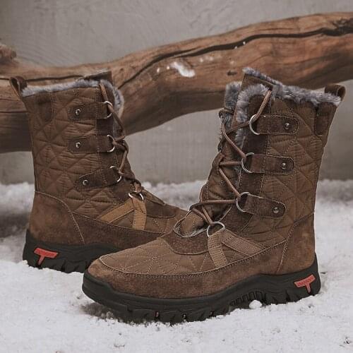 FIXSYS High Quality Waterproof Man Snow Boots Winter Fur Ankle Boots Warm Plush Motorcycle Boots Outdoor Tough Safety Work Boots