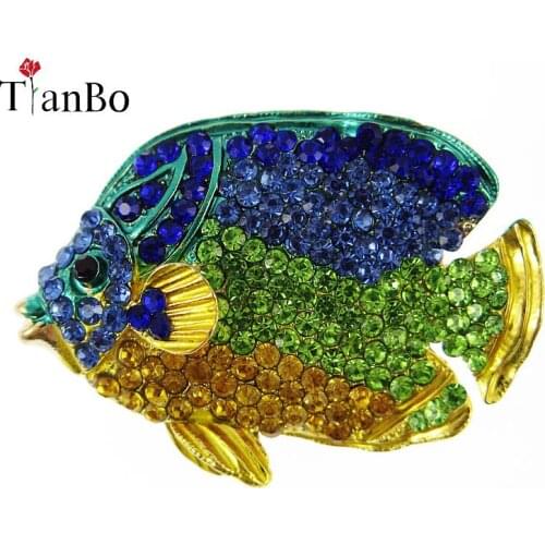 Fashion Cute Fish Multicolor Rhinestone Brooch Pin Women Breastpin Wedding Party Jewelry