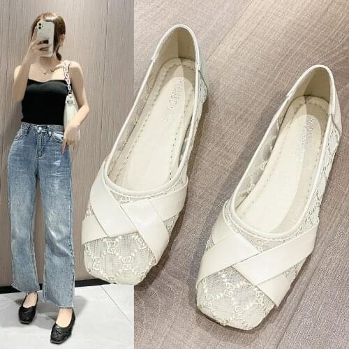 Zapatos De Mujer 2021 Summer Women Leisure Fashion Comfortable Elegant Lace Loafers Shoes Womens Breathable Mesh Flats Shoes