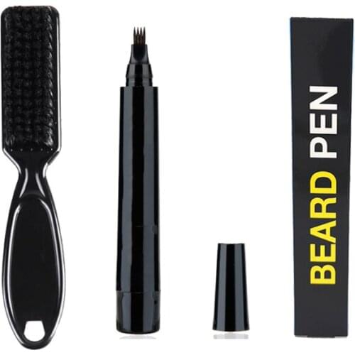 1 Set Beard Pen Beard Filler Pencil And Brush Beard Enhancer Waterproof Moustache Coloring Shaping Tools