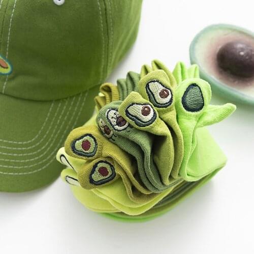 2020 Summer Avocado Embroidery Socks Colorful Green Womens Boat Socks Breathable Comfort Cotton Cartoon Cute Socks INS Style