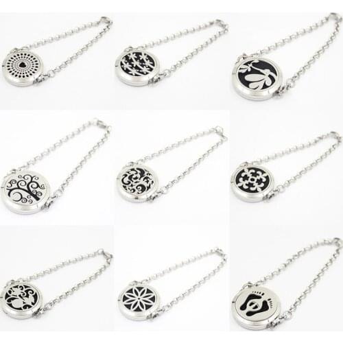 10pcs/lot Stainless Steel Hollow Out Butterfly Essential Oil Diffuser Perfume Locket Bracelet