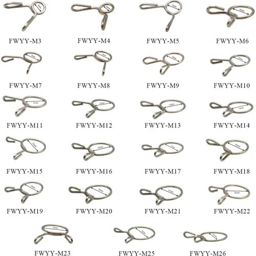 10PCS Fuel Line Oil Air Tube Clamp Hose Spring Clip Fastener For M3-M26 diameter