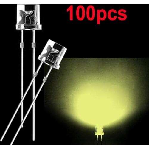 100pcs/lot 5mm Warm White 2 Pins DIP LED Diodes Light
