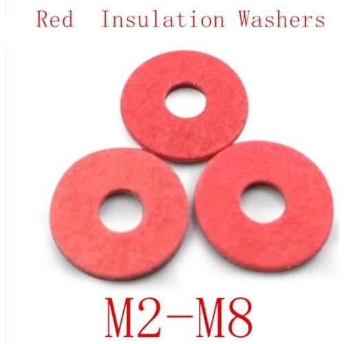 100pcs M2 M2.5 M3 M4 M5 M6 M8 Steel Pad Insulation Washers Red Steel Paper Meson Gasket Spacer Insulating Spacers