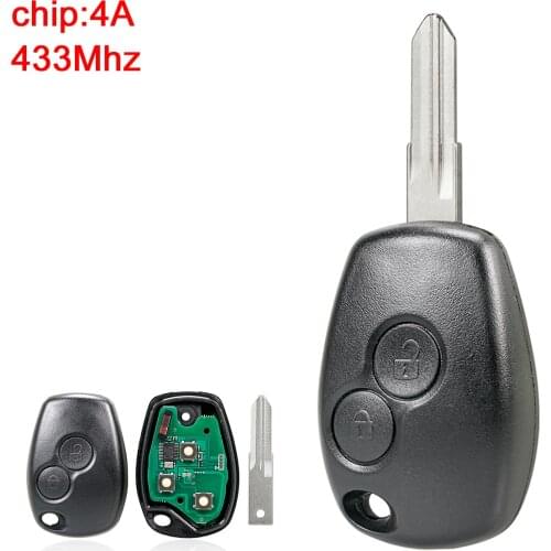 2 Buttons 314.3MHz Keyless Smart Remote Car Key Fob with 4A Chip for Renault Trafic