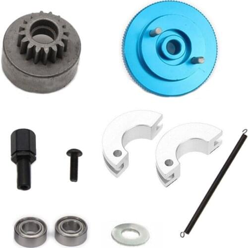 2 Pin Flywheel Bearing 16T Gear Silver Clutch Set Bell Shoes Springs For 1/10 RC Car