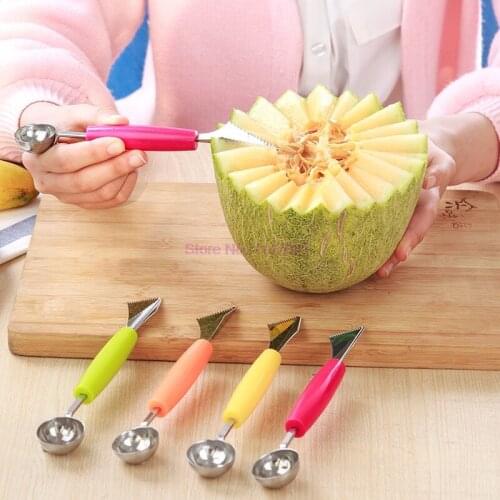 200pcs Double-End Multi Function Stainless Steel Fruit Melon Baller Carving Tool Ice Cream Scoop Spoon Kitchen Accessories