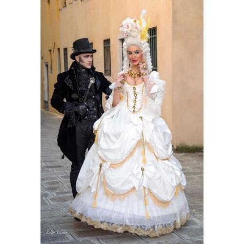 2020 New white Vintage costumes 18th Duchess Retro medieval Renaissance Reenactment Theatre Civil war Victorian dress sc-1011