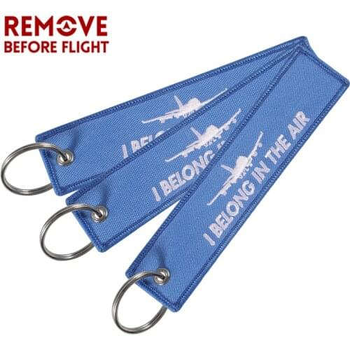 3 PCS I BELONG IN THE AIR Aviation Gifts Key Chians Jewelry Embroidery Embroidery Key Ring Chain Luggage Tag Car Key Keychain