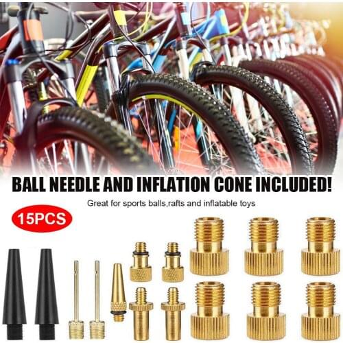10/14/15pcs Bike Valve Adapter Brass Presta and Schrader Valve Adapter for standard pump or Air Compressor