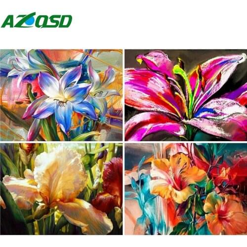 AZQSD Full Drill Diamond Art Embroidery Lily Mosaic Rhinestones Diamond Painting Flower Cross Stitch Handmade Home Decoration