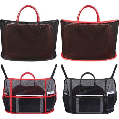 Car Net Pocket Handbag Holder Car Mesh Organizer Front Seat Storage for Cargo Tissue Purse Holder Pets Kids Barrier