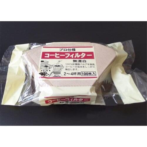 Free Shipping Aieioi 100pcs/box Drip Coffeemaker filter V60 for 2-4 servings wooden Original pulp 102style