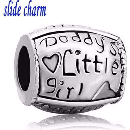 Slide charm Free shipping Fashion gift fathers favorite little girl charm beads fit Pandora bracelet