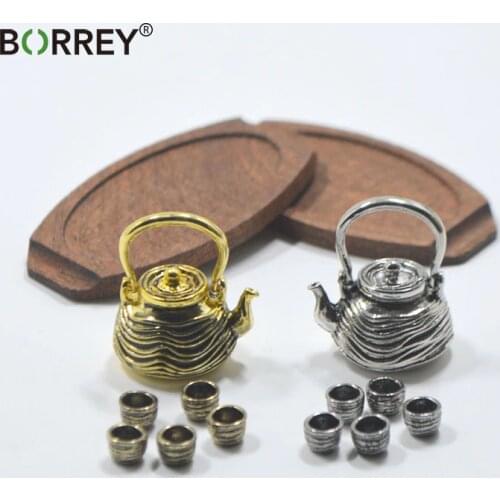 BORREY Mini Tea Set Model Childs Toy Micro landscape Tea Pot Milk Pot Table and Chair TV Model Child Play House Decorations Toy