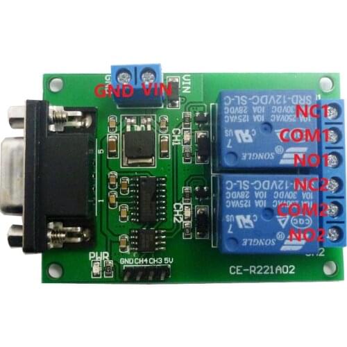 DC 12V 2 Channel DB9 Female/Male RS232 UART Remote Control Switch Board Serial port Relay Module
