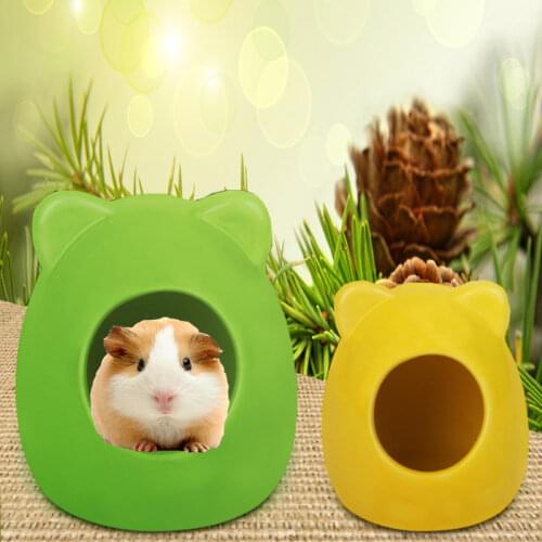Hamster Cute Bear Head Cage Small Pet Ceramic House Sleeping Nest Pet Bed Rat HamsterToys Cage For All Seasons HouseAccessories