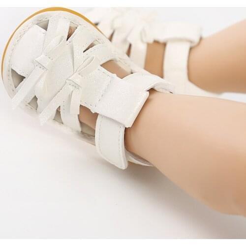 Baby Outdoor Sandals Summer Fashion Cute Baby Girl Bowknot Cloth Sole Soft Sole Sandals Toddler Rubber Sole Flat Non-slip Shoes