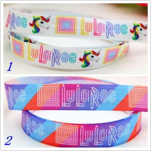 DHK 5/8'' 5yards Fold Elastic FOE LuLaRoe unicorn printed headband headwear hairband diy decoration OEM Wholesale E499