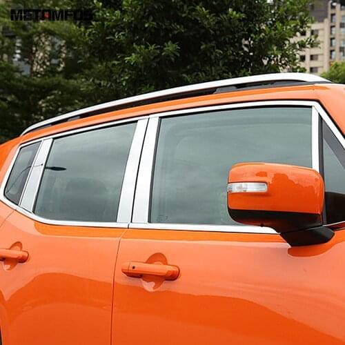 For Jeep Renegade 2014-2018 2019 Full Window Frame Strip B C Pillar Cover Trim Sticker Stainless Steel Accessories Car Styling