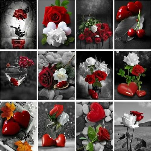 Evershine 5D Diamond Painting Flowers DIY Cross Stitch Kit Needlework Full Square Rhinestone Embroidery Sale Gifts For Women