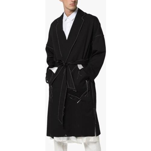S-6XL!!2019 Black and white trench coat men and women with an independent designer brand long coat