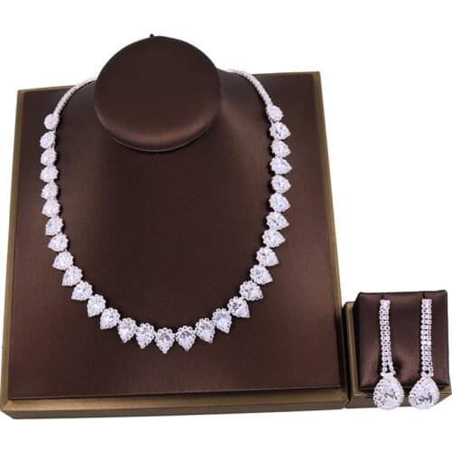 Bling Rhinestone NewBridal Jewelry Sets Silver Color Necklace Earring Sets Fashion Wedding Jewelry Parure Bijoux Femme Wholesale