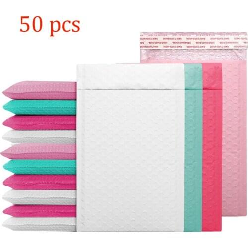 Bubble Envelope 50pcs Mailing Bag Pouches Pink Bubble PolyMailer Self Seal Padded Envelopes For Magazine Lined Bubble Mailer