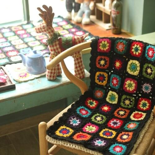 Creative Daisy Handmade Crochet Blanket knitting Hand Hooked Cushion Bay Window Blankets Retro Pastoral Style Living room Decor