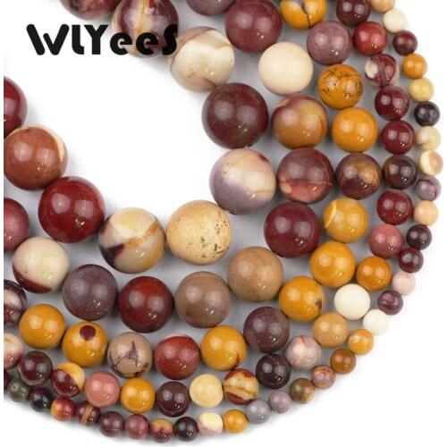 WLYeeS Yolk Stone natural ore round ball 4 6 8 10 12mm loose beads for jewelry bracelet making DIY handmade Accessory wholesale