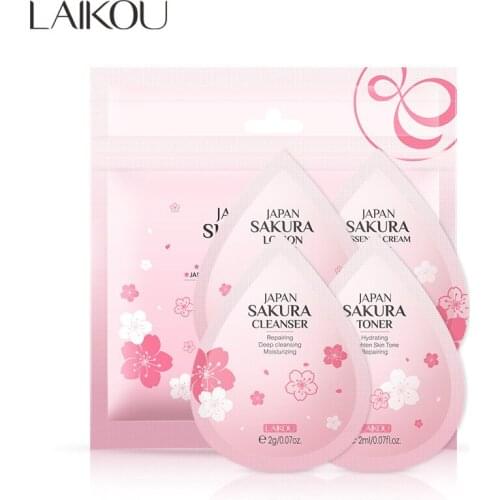 LAIKOU Sakura Repairing Moisturizing Skin Care Set Portable Whitening Brighten Skin Acne Treatment Anti Aging Nourishing Suit