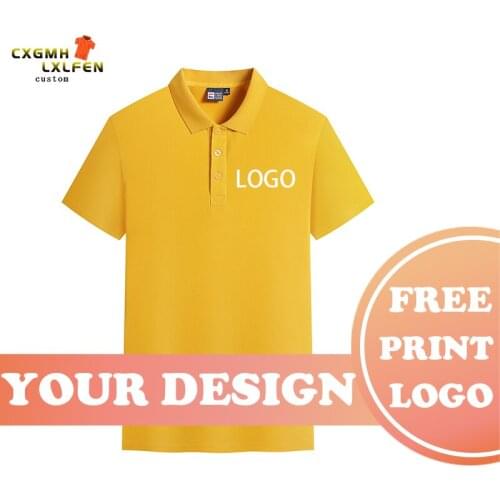 Summer new men and women can wear 10-color POLO shirts custom LOGO solid color lapel short-sleeved shirts printed brand text