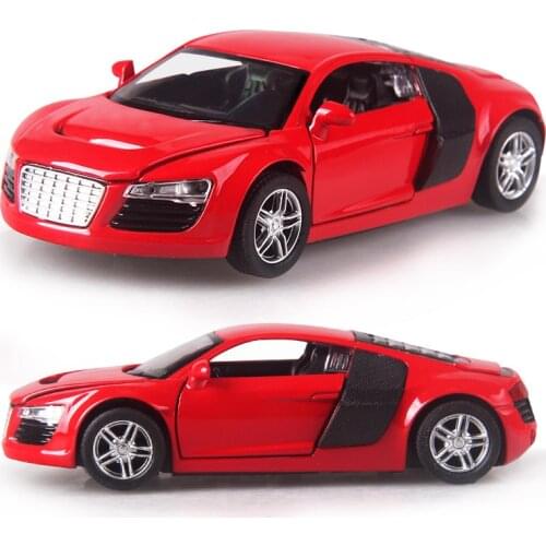 4 color 1:32 Scale 14CM Alloy Cars R8 Super car Pull Back Diecast Model Toy with sound light Collection Gift toy For Boys Kids