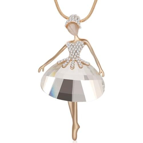Fashion Dance Ballet Girl Fairy Angel Necklace Pendant For Women Sweater Chain Adjustable Link Choker Necklaces Jewelry