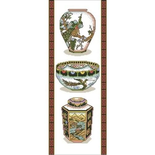 Classical porcelain patterns counted 11CT 14CT 18CT Cross Stitch Sets DIY Cross-stitch Kits Embroidery Needlework