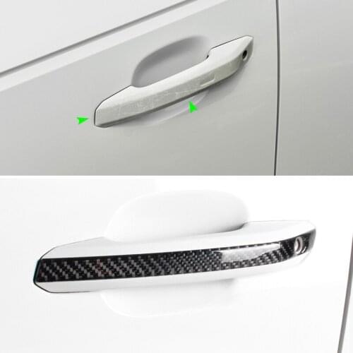 Car Carbon Fiber Exterior Door Handle Pull Cover Sticker Trim For Audi A4 B9 A4L 2017 2018