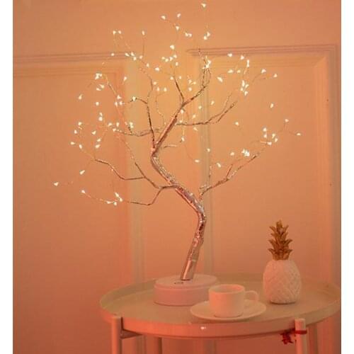 108 LED USB Night Light Copper Wire Christmas Fire Tree Night Light Table Lamp Desktop Decoration Christmas Decoration
